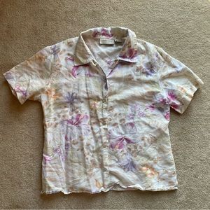 Vintage Lemon Grass short sleeve button down floral Hawaiian shirt